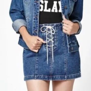 Kendall & Kyle denim lace-up A-line mini skirt